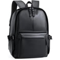thumbnail image 1 of MOYYI Waterproof Faux Leather Laptop Backpack for Men, Fits 15.6-Inch Laptop, Black, 1 of 9