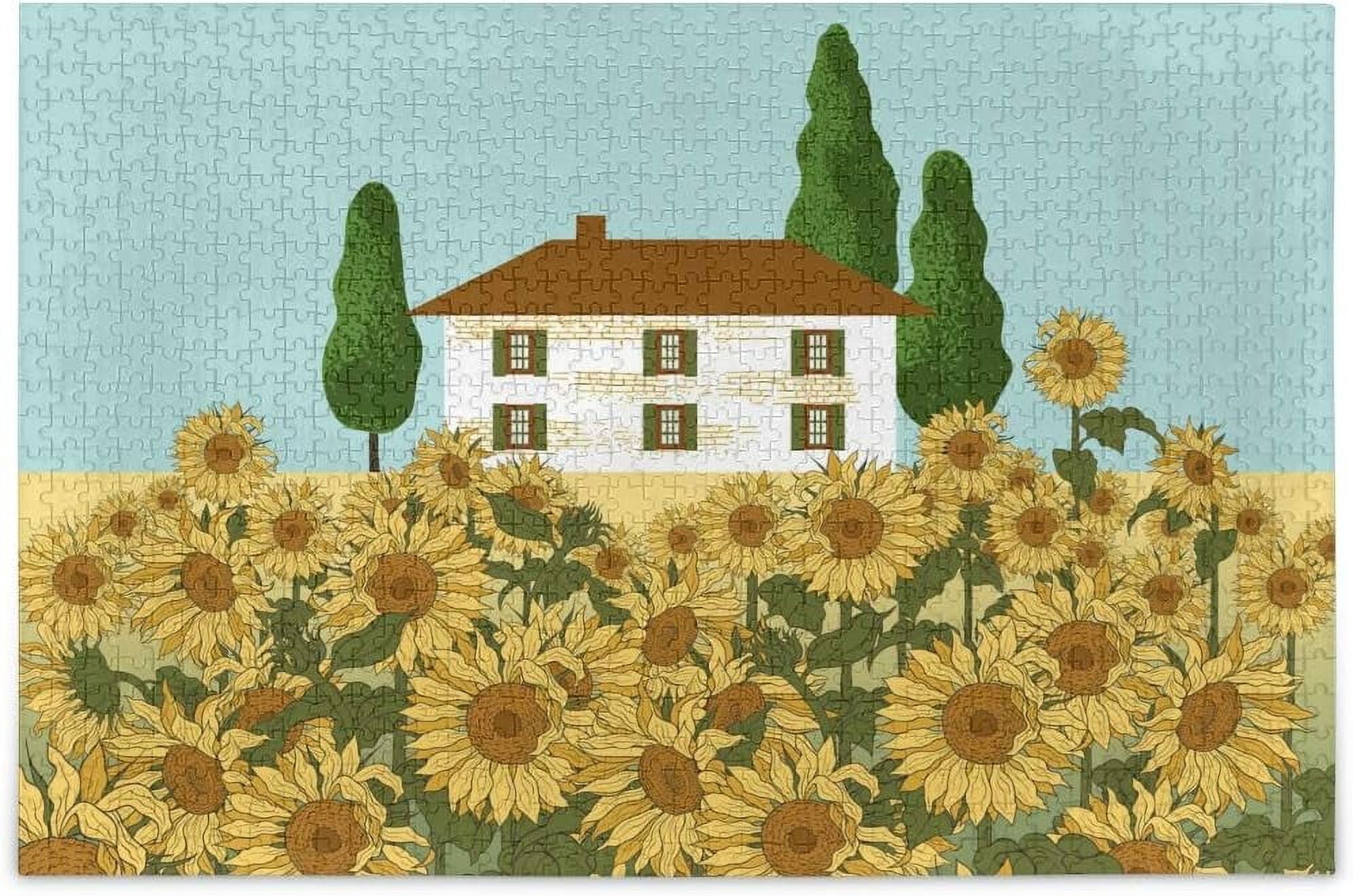 MOYYO 500 Piece Jigsaw Puzzle for Adults Kids, Brick House Sunflowers ...