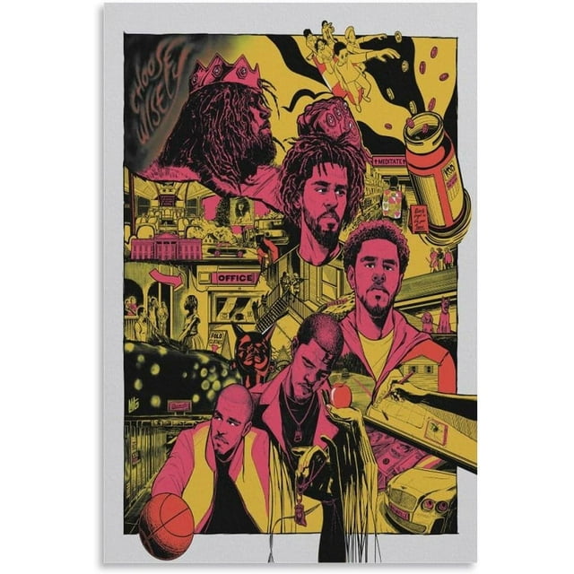 MOZEU J Cole Poster Rapper Hip-hop Comic Art Poster Posters for Room ...