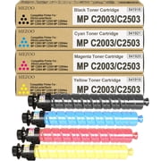 MP C2003 MP C2503 Toner Cartridge High Yield Replacement for Ricoh MP C2503H 841918 841919 841920 841921 Toner Cartridge for Ricoh MPC2003 MPC2503 MPC2004 MPC2004ex MPC2504 MPC2504ex Printer 4-Pack