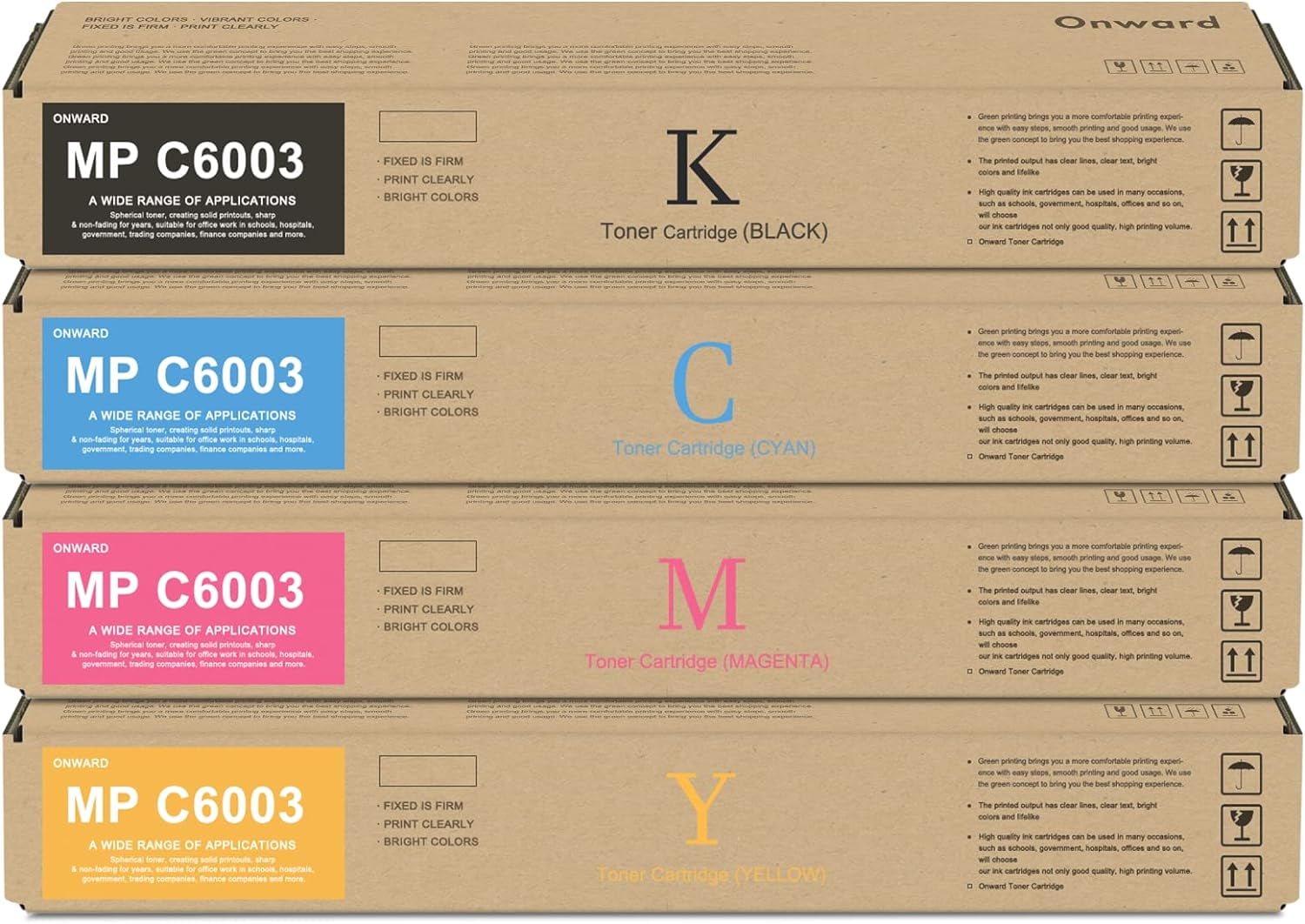 MP C6003 Toner Cartridge Set High Yield Black Cyan Magenta Yellow Toner