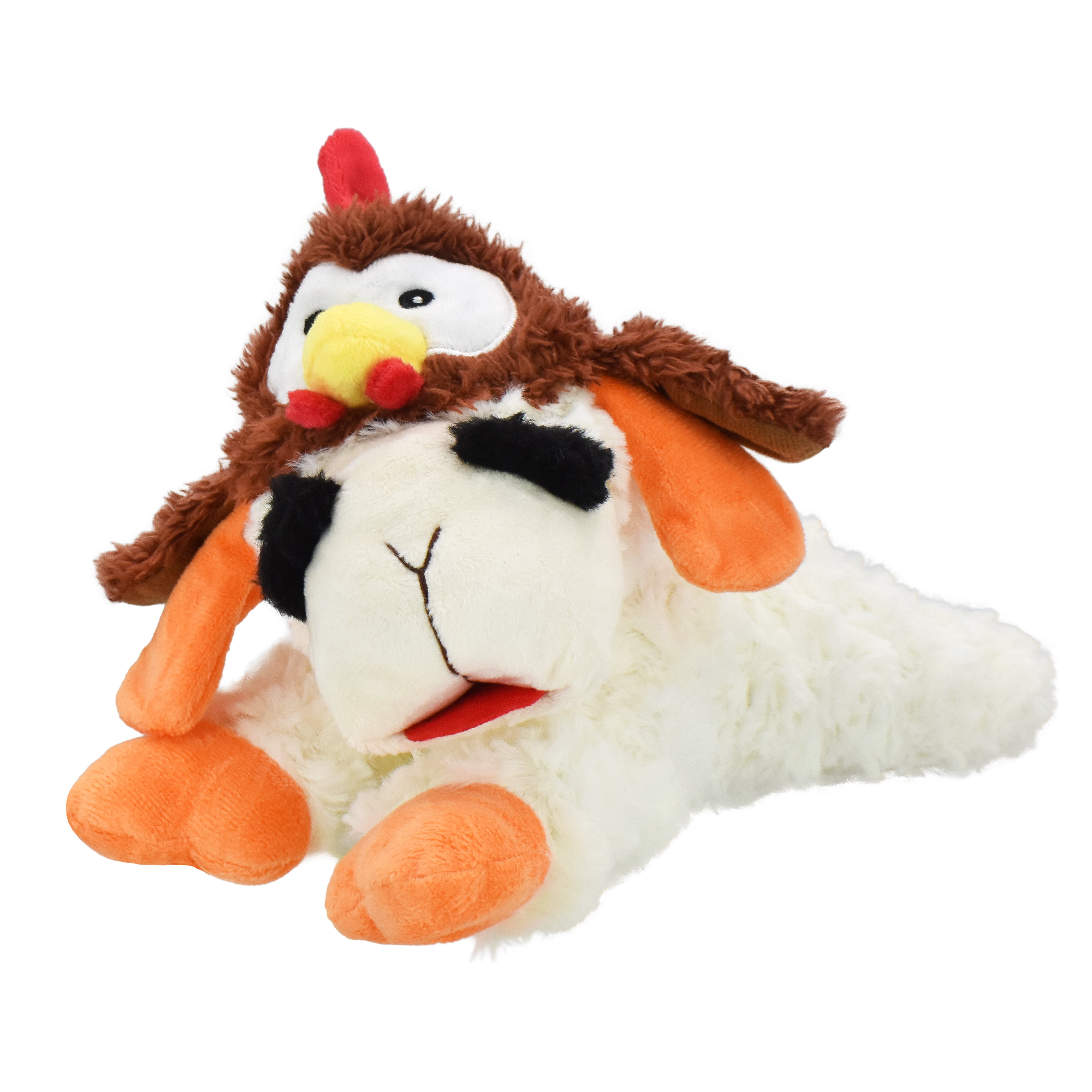 Multipet Lamb Chop Dog Toy with Turkey Hat, Squeaker, Thanksgiving Festive