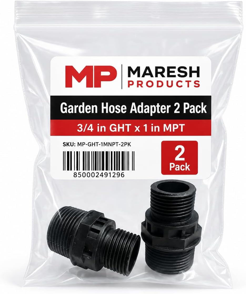 MP Maresh Products Garden Hose Adapter, 3/4 Inch GHT to 1 Inch MNPT ...