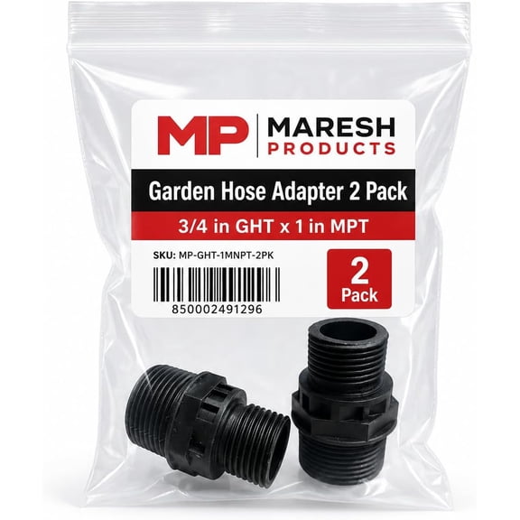 MP Maresh Products Garden Hose Adapter, 3/4 Inch GHT to 1 Inch MNPT Connector, Garden Hose Thread to Male Pipe Thread Adapter for Utility Pumps, Water Pumps and Outdoor Hose Connections