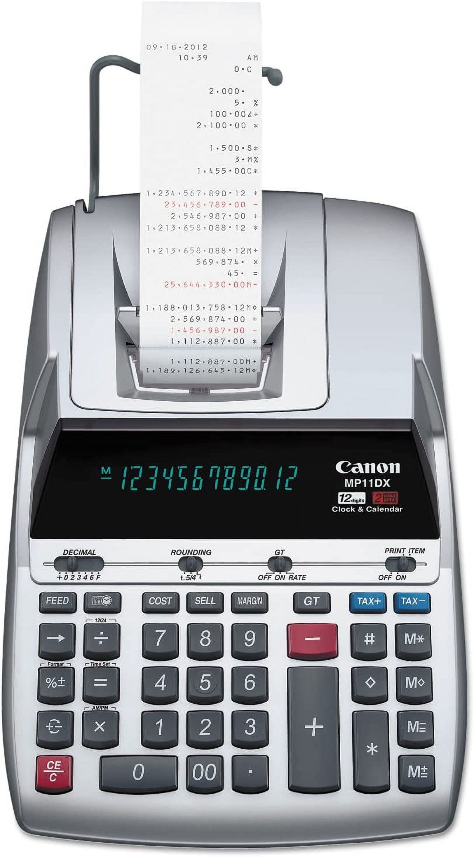 MP11DX Two-Color Printing Desktop Calculator, 12-Digit Fluorescent, Black/Red