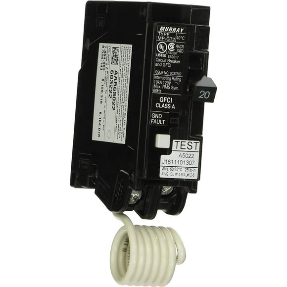 MP120GFA Murray 20-Amp 1 Pole 120-Volt Ground Fault Circuit Interrupter with Self Test & Lockout Feature