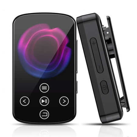 MP3-08 MP3 Player with BT 5.4 Back Clip 1.5" High-Clear Touchscreen Portable Player Built-in Speaker FM Radio Voice Recorder for Sports