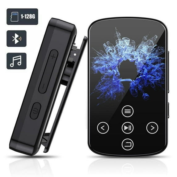MP3 Player,Bluetooth 5.4 MP4 Music Player with 32GB SD Card,Portable HIFI Sports Music Player with Clip Touch Screen Button,Voice Recorder,FM Radio,E-Book,Support up to 128GB for Running,Walking