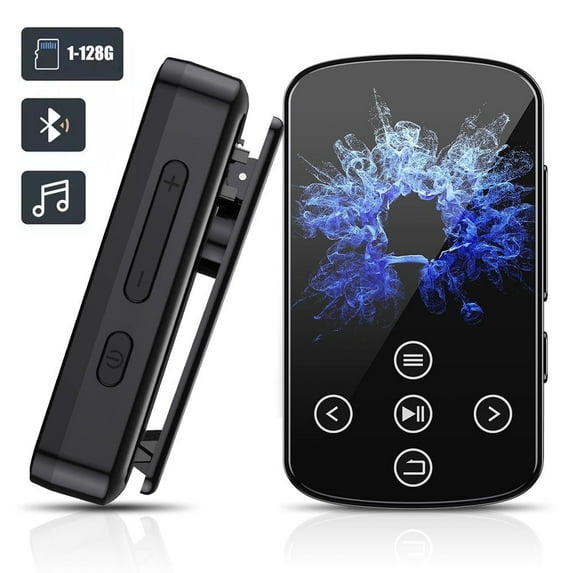 MP3 Player,Bluetooth 5.4 MP4 Music Player with 64GB SD Card,Portable HIFI Sports Music Player with Clip Touch Screen Button,Voice Recorder,FM Radio,E-Book,Support up to 128GB for Running,Walking