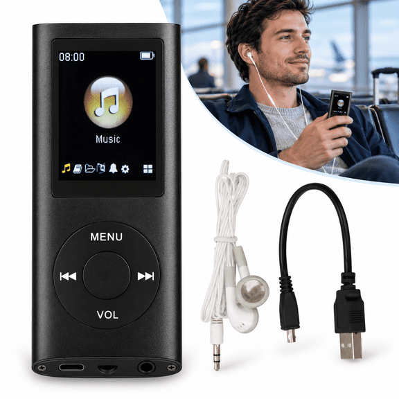 MP3 Music Player,64GB Memory Capacity,8 Hour Battery Life Portable Music Player,Supports MP3,WMA,FLAC,APE,AACOGG and ACELP,Black