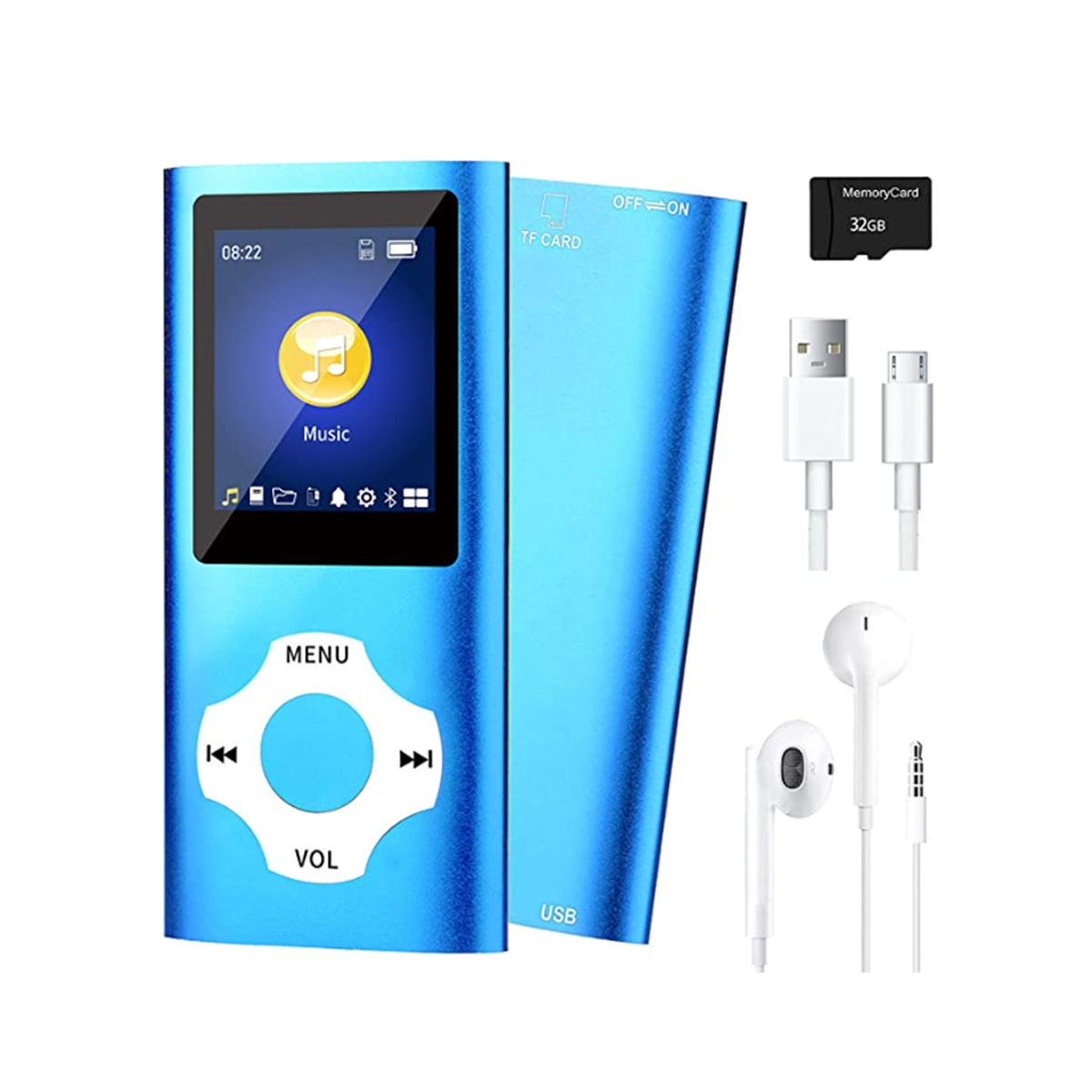 MP3 Music Player with Bluetooth 5.0,Portable HiFi Music Player(Blue
