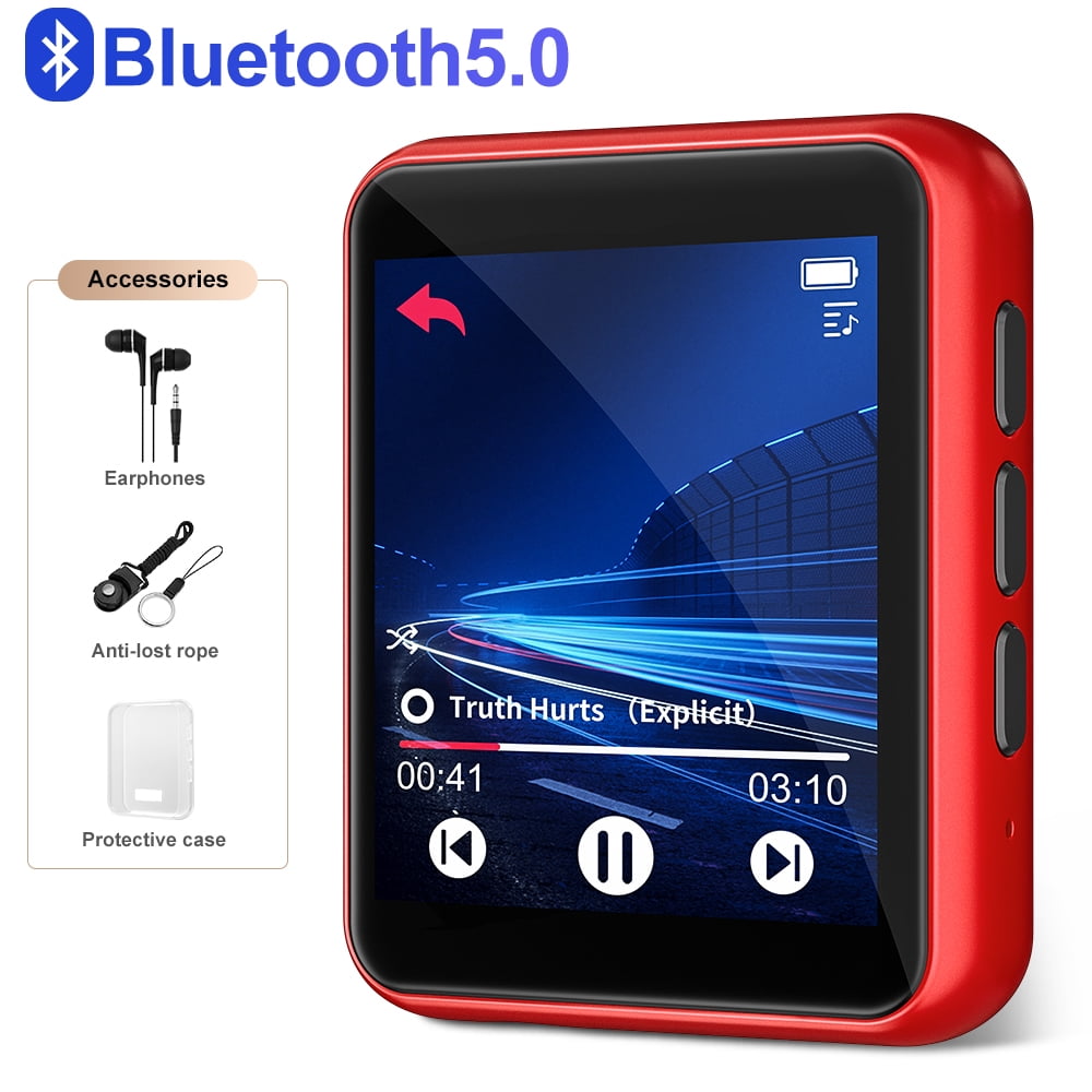 MP3 Player 32GB Touch Screen JOLIKE M5 Mini Portable MP3 Player with  Bluetooth and FM Radio