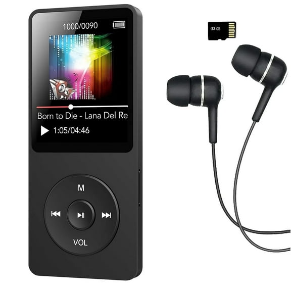 MP3 Player with Bluetooth and 32GB TF Card,HiFi Music Player with Built-in Speaker,Earphones, Multifunctional MP3 Players with FM/Recording/E-Book/Video, Supports up to 128GB for Kids,Running,Walking
