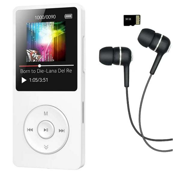 MP3 Player with Bluetooth and 32GB TF Card,HiFi Music Player with Built-in Speaker,Earphones, Multifunctional MP3 Players with FM/Recording/E-Book/Video, Supports up to 128GB for Kids,Running,Walking