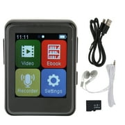 MP3 Player Bluetooth 5.0 Intelligent HD Noise Reduction FM Radio Electric Book 1.8inch Full Touchscreen MP3 Player Black 64GB Memory Card