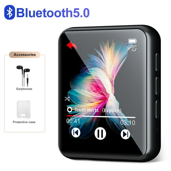 MP3 Player Bluetooth 5.0 JOLIKE M5 Portable MP3 Player with FM Radio Black,Support up to 128GB