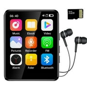 MP3 Player Bluetooth 5.3, 32GB Mp3 Music Player with 2.4 Touch Screen, Portable Digital Audio Player with HD Speaker FM Radio, Sports Music Player Recording Support up 128GB Black