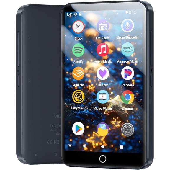 MP3 Player with Bluetooth and WiFi, Android 13 OS MP3 & MP4 Players with 4" Touchscreen and Speaker,Music Players with Spotify,Pandora, Audible, Amazon Music, Play Store