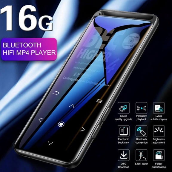 MP3 Player with Bluetooth5.0, 16GB MP3 Player with FM Radio, Wired Earbuds - HiFi Sound Music Player with Touch Key Press, Voice Recorder, Video Play Portable MP3 Player Bluetooth for Running Workout