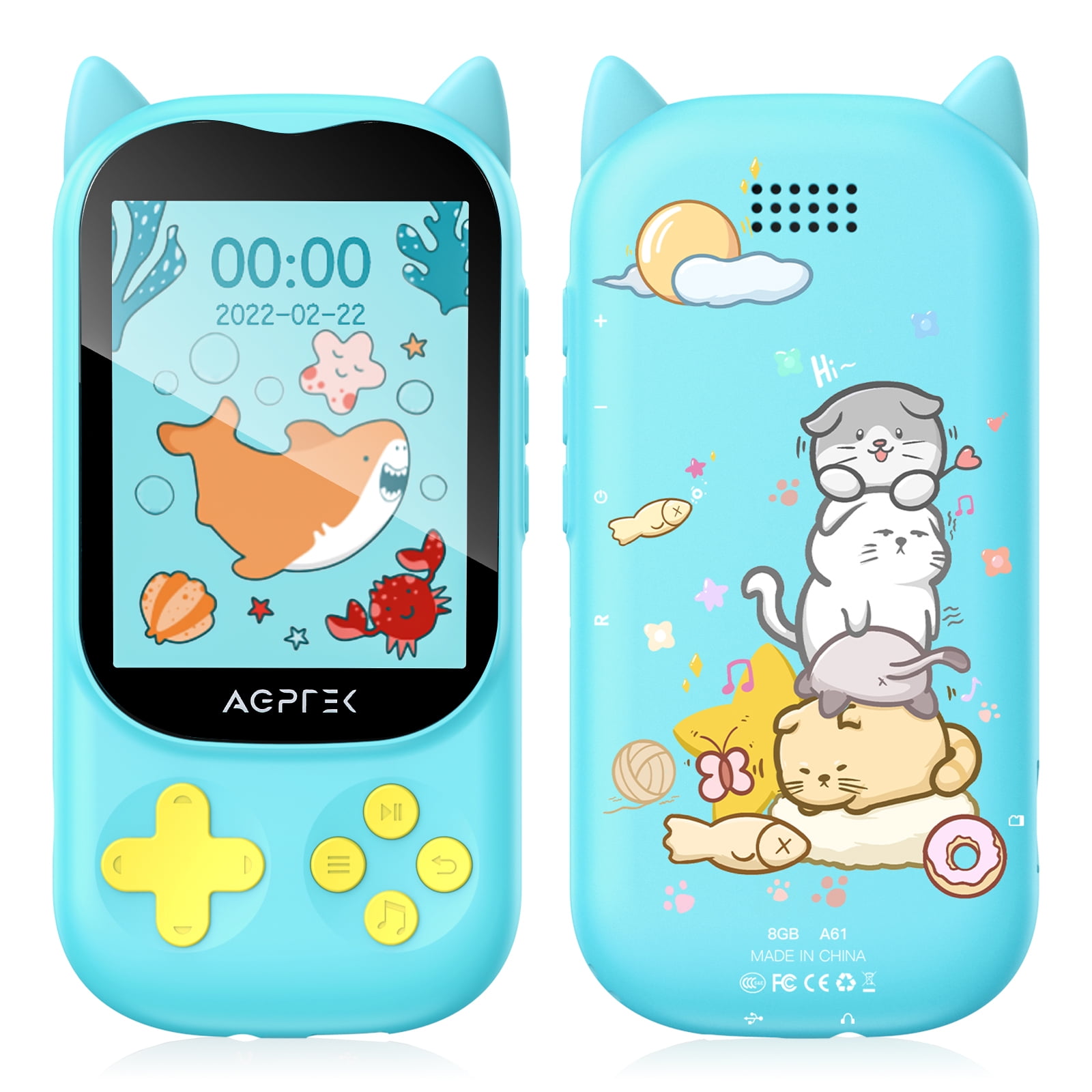 MP3 Player for Kids, AGPTEK A61 8GB Kid Music Player with Bluetooth 5.3