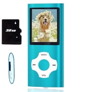 مشغل موسيقى MP3 مع بطاقة ذاكرة SD بسعة 32 جيجابايت وشاشة LCD رقمية كلاسيكية رفيعة مقاس 1.82 بوصة ومنفذ USB صغير مع راديو FM وتسجيل صوتي