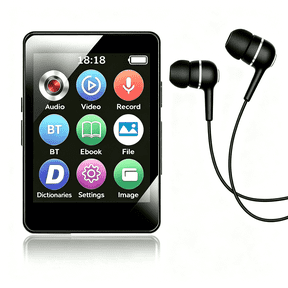 MP3 Player Mini Digital Walkmen,Portable MP4 Bluetooth Stereo Speaker HiFi Music Player,Multifunction Recording Alarm Clock Video Playback Photo Album,Supports up to 128GB for Kids,Running,Walking