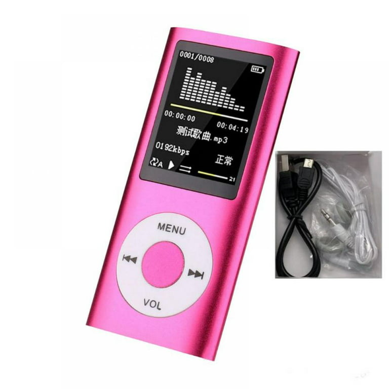 MP3 Player,Music Player Digital LCD Screen Mini Digital MP3 Music Player  with FM Radio Recorder Player Card Reader, Pink