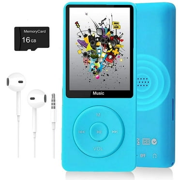 MP3 Player, Music Player with 16GB Micro SD Card, Build-in FM Radio/Video Play/Voice Recorder/E-Book Reader, Supports up to 128GB, Sky blue