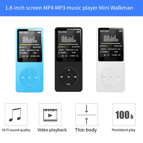 MP3 Player USB Charging Record Digital Display Screen Media Portable Running Walking Music Play Blue