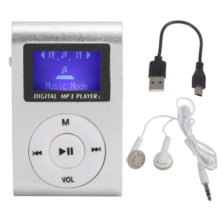 MP3 Player for Walking Running Portable Mini MP3 Music Player with Mini LCD Screen Sports BackClip MP3 Support Memory Card Silver