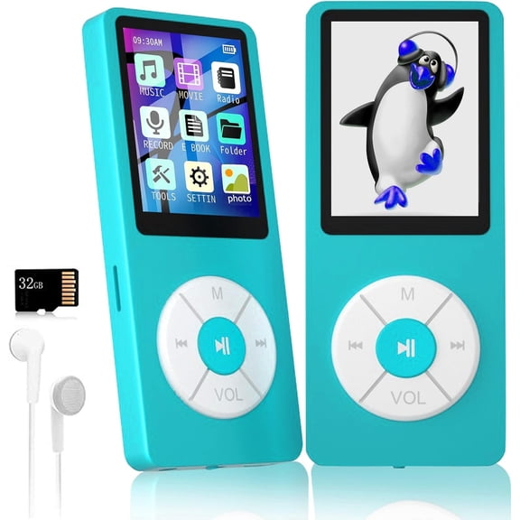 MP3 Player with 32GB TF Card,Built-in Speaker,Portable HiFi Player with Video/Voice Recorder/FM Radio/Photo Viewer/E-Book Player for (Sky Blue)