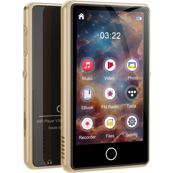 MP3 Player with , 80GB Digital Music Player Portable MP3 & MP4 Players with Speaker, FM Radio, Voice Recorder, Shuffle Repeat, Up to 256GB, Golden