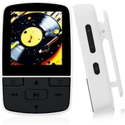 CocoBear YM03 MP3 Player with Bluetooth 5.2, Hi-Fi Sound, FM Radio, Voice Recorder, Clip, Supports up to 64GB TF Card, Earphones Included, TF Card Not Included, White