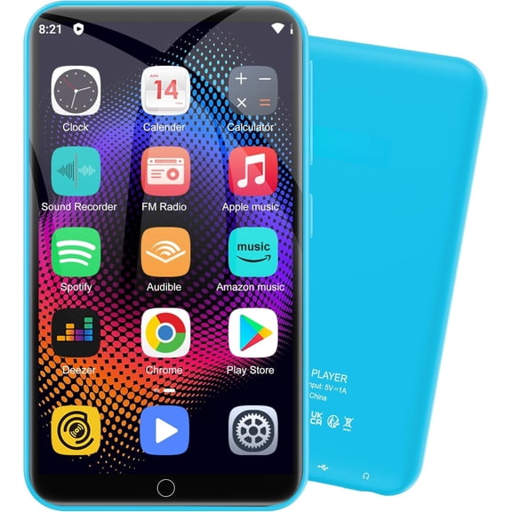 MP3 Player with  and WiFi, 80GB Storage& Android OS, 4"  Screen Spotify Music&Video Player, Built-in Speaker, FM Radio, MP4 Player for