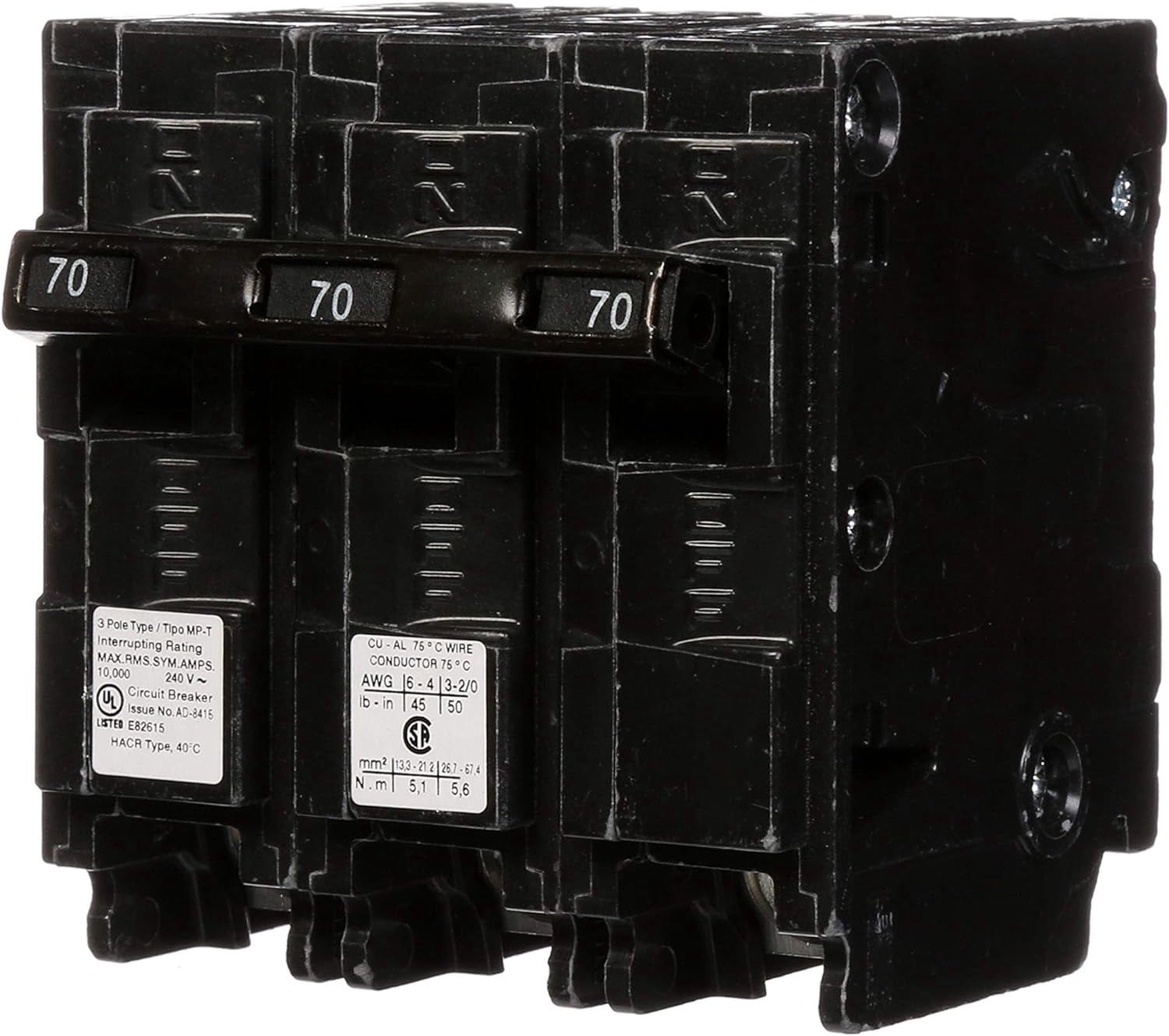 MP370 70Amp Three Pole Type MPT Circuit Breaker