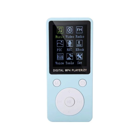 MP4 player - blue round button - insert MP4 card