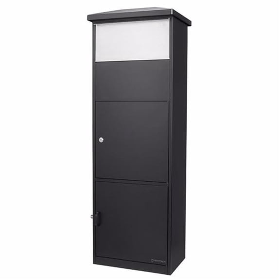 MPB-600 Parcel Mail Box with One Big Parcel - Stainless Stell Drop Door - Black