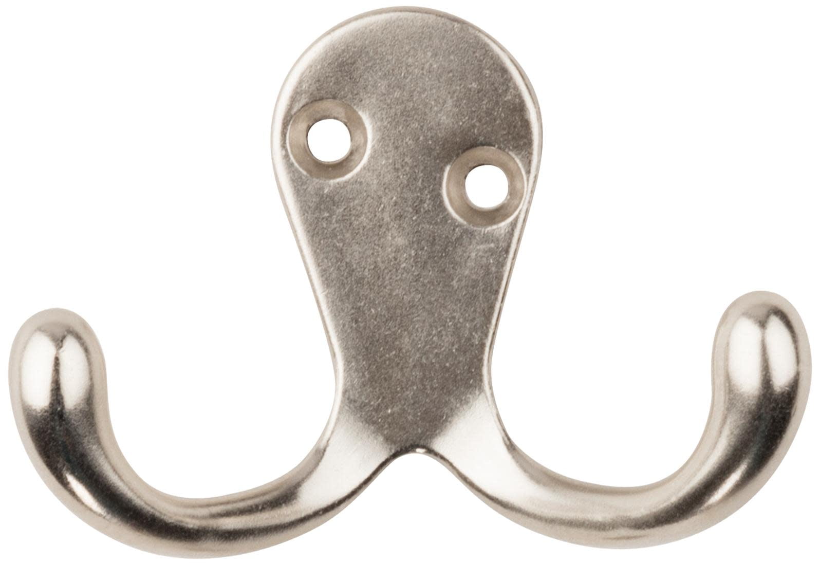 Satin Nickel Double Prong Zinc Robe Hook