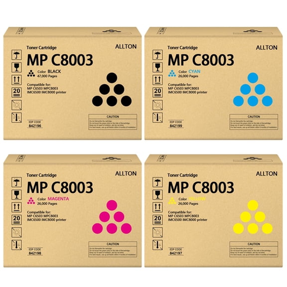 MPC8003 Toner Cartridge compatible Ricoh MP C8003 842196 842197 842198 842199 High Yield Toner Cartridge Replacement for Ricoh Lanier Savin MP C6503 MP C8003 IM C6500 IM C8000 Printer(4-pack)