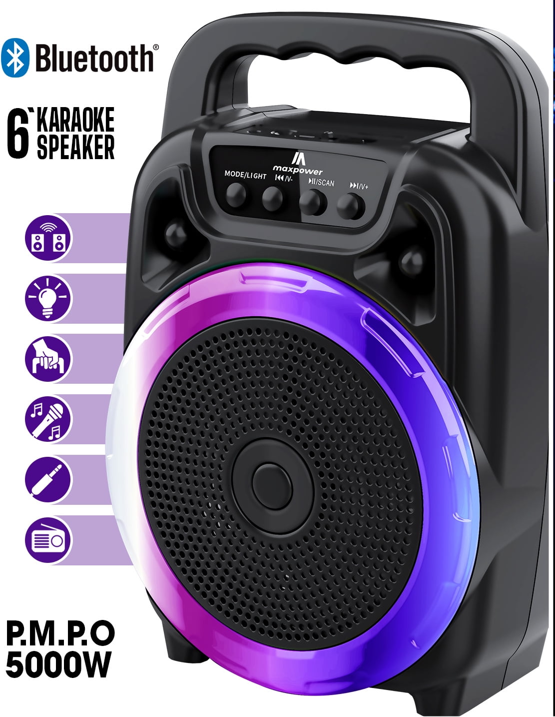 Maxpower MPD661L Boom M6 Portable Karaoke Bluetooth Speaker With Led