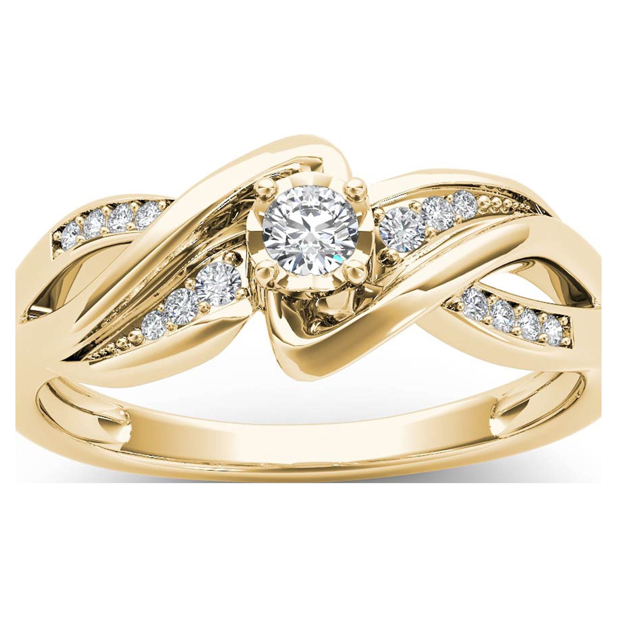 MPERIAL Bypass Diamond Engagement Ring 0.16 ct, 10K Yellow Gold