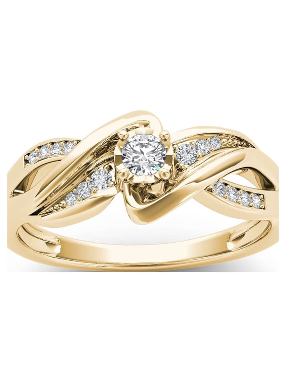 MPERIAL Bypass Diamond Engagement Ring 0.16 ct, 10K Yellow Gold