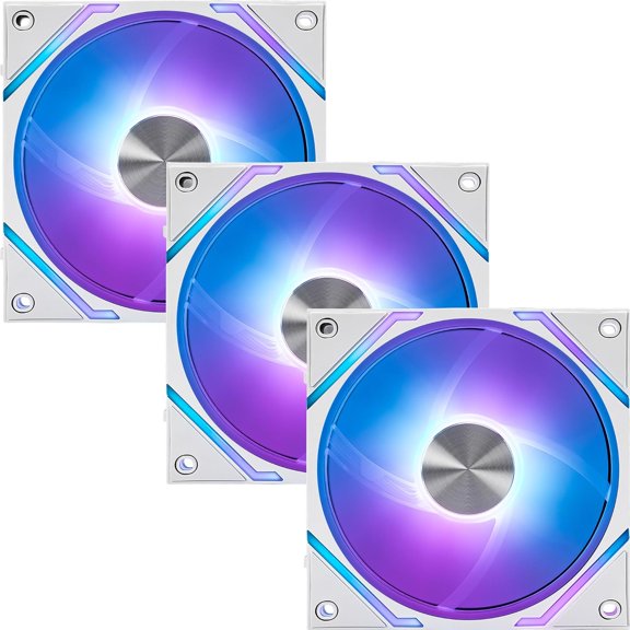 MPG EZ120 ARGB WHITE-3W Fan - 120mm ARGB, Patented Magnetic Connector Block, Daisy-Chain Connection, Fluid Dynamic Bearing + Extra nut Fixing, Fan hub, Mystic Light & Cooling Wizard Support