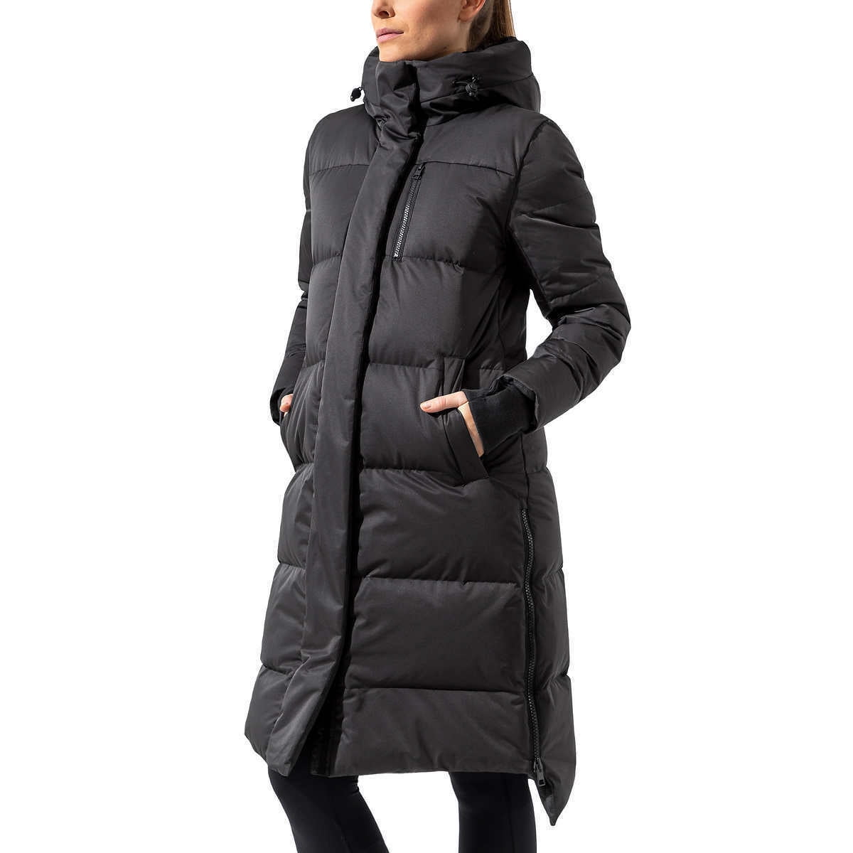 MPG Sport Women's Maxi Down Puffer Coat, Black Large