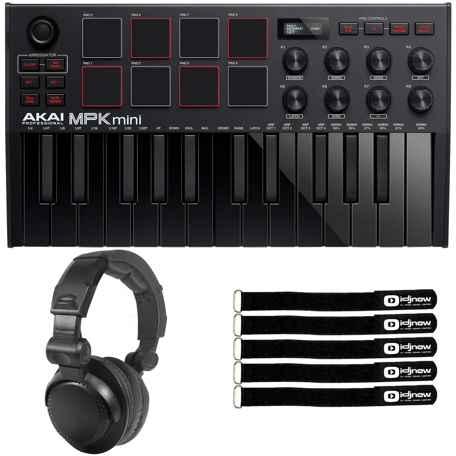AKAI PROFESSIONAL MPK Mini MK3 25-Key USB Keyboard Pad Controller Black, Software & Headphone
