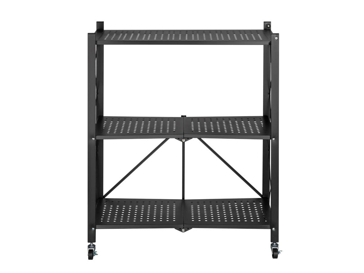MPM 3Tier Foldable Shelf Storage with Wheels, Heavy Duty Casters with