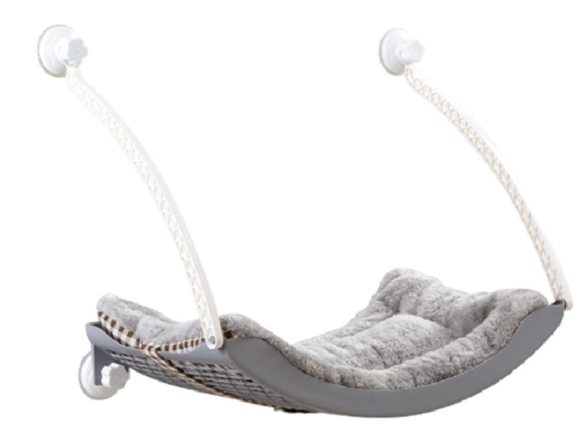 Grey Space-Saving Cat Window Hammock with Suction Cups