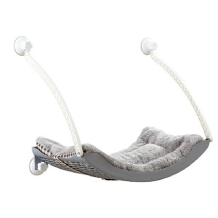 MPM Cat Window Hammock - Grey | Space Saving Cat Perch, Resting Shelf Sunny Seat for Indoor Cats, Perfect for Sunbathing, Napping, Overlooking