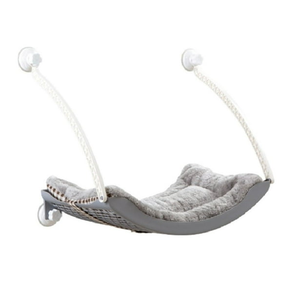 MPM Cat Window Hammock  - Grey | Space Saving Cat Perch, Resting Shelf Sunny Seat for Indoor Cats, Perfect for Sunbathing, Napping, Overlooking