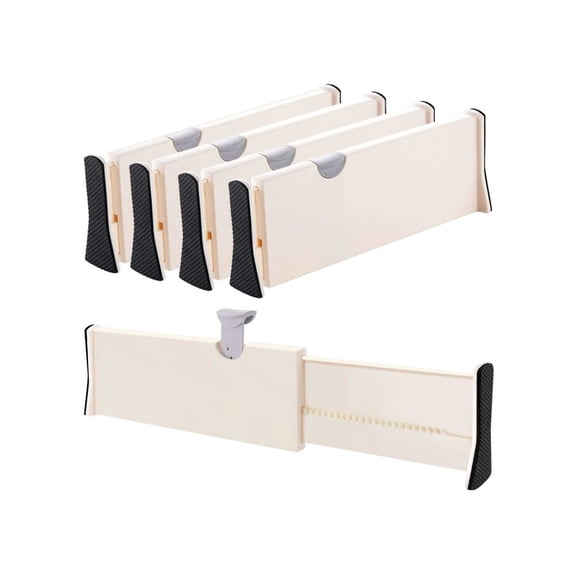 MPM Extra Long 4 pack Drawer Divider, Adjustable Drawer Organizer, Expandable 15-21 in Separator for Kitchen Drawer, Dre